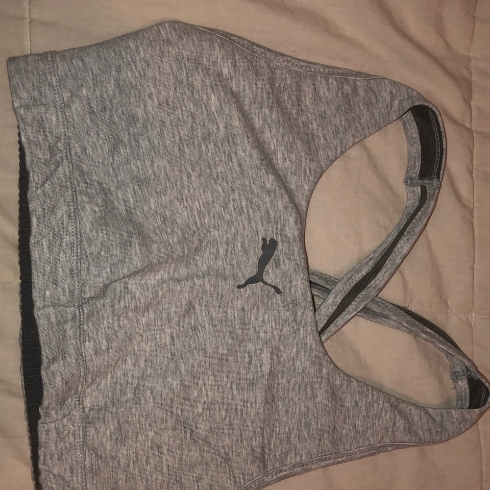 gray puma sports bra